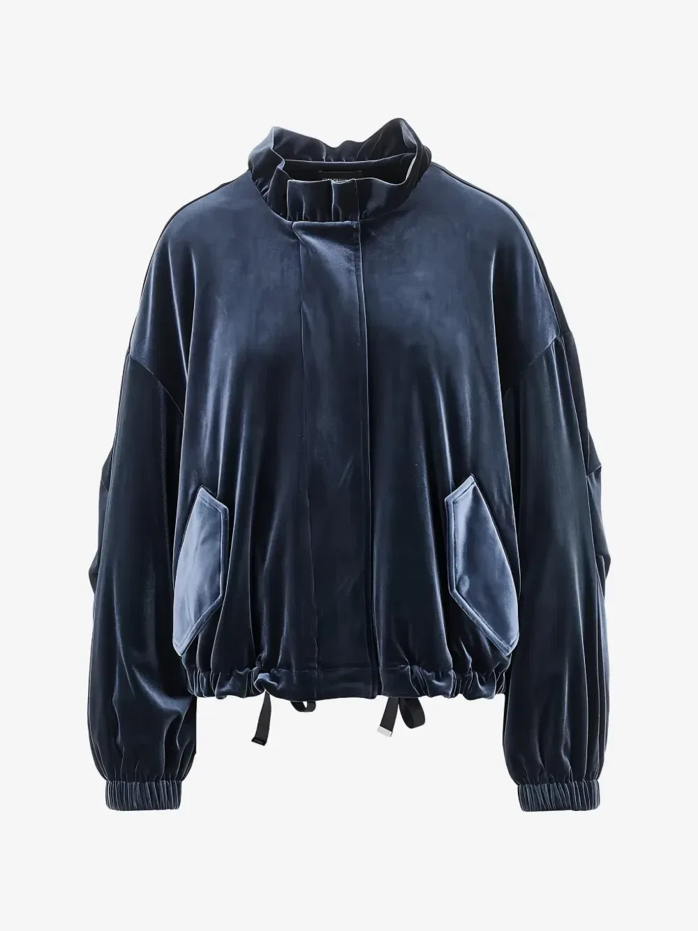 Жакет с воротником-стойкой из бархата EMPORIO ARMANI, синий