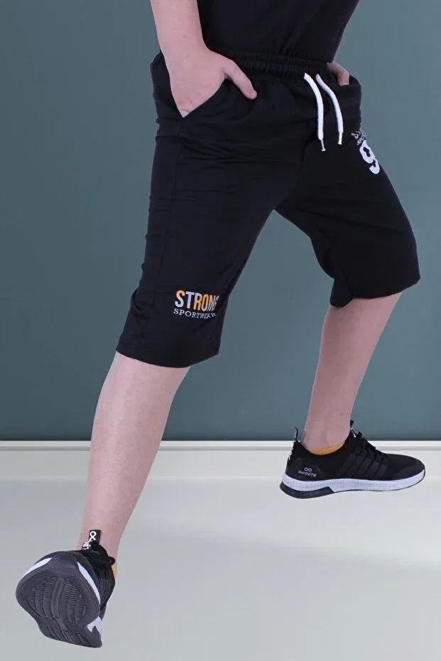 Детские шорты для мальчиков с принтом Strong 95 Fyk Collection, Black
