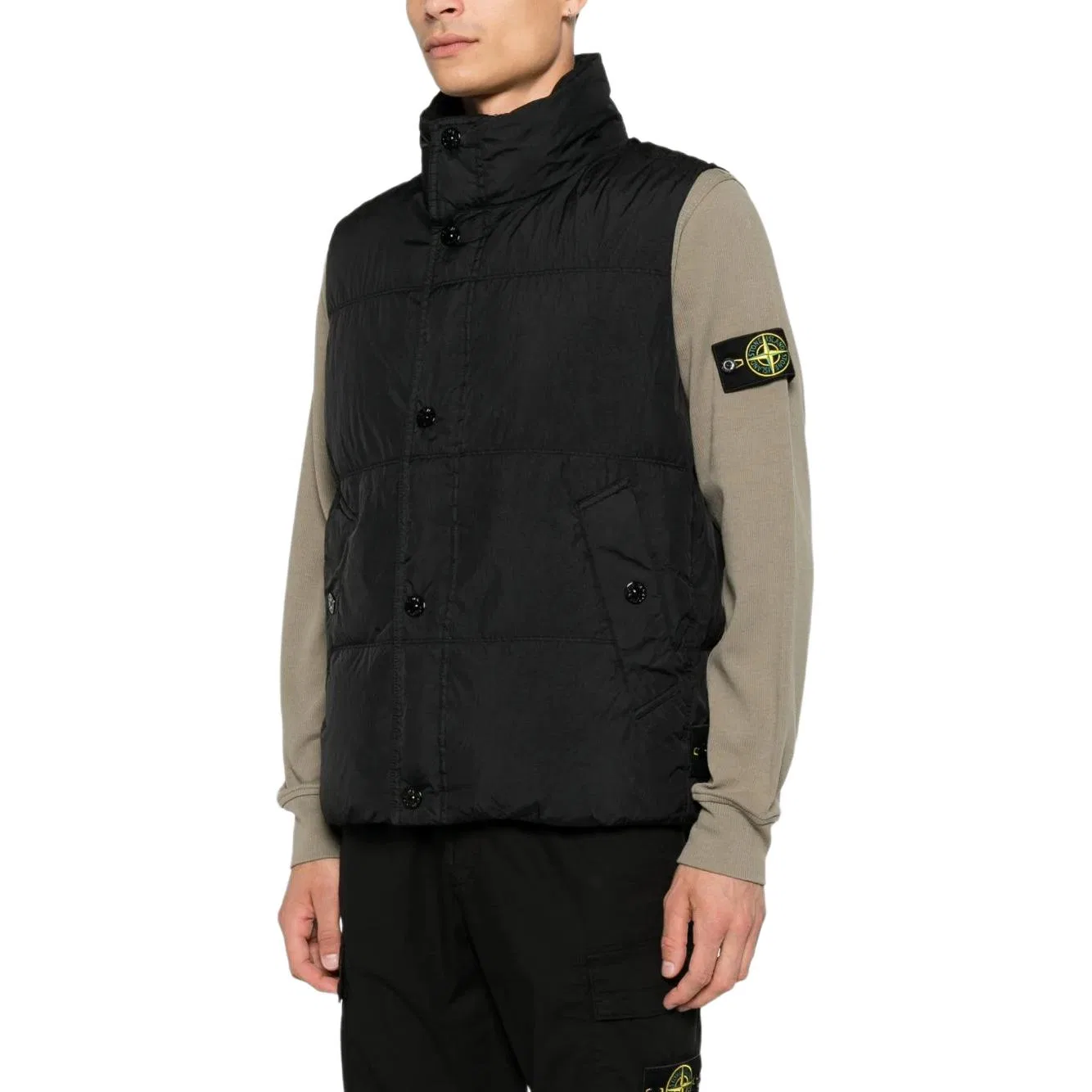 Мужской жилет с водолазкой прямого кроя Black Turtleneck Straight Fit STONE ISLAND, Черный