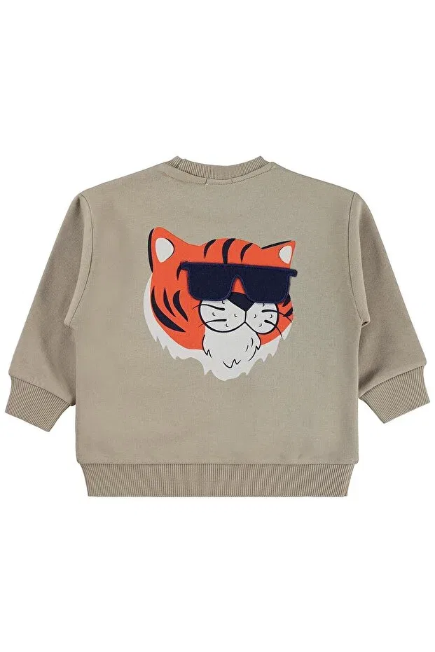 Детские свитшот для мальчиков с принтом Tiger print-embroidered Civil Boys, Taupe — фото 3