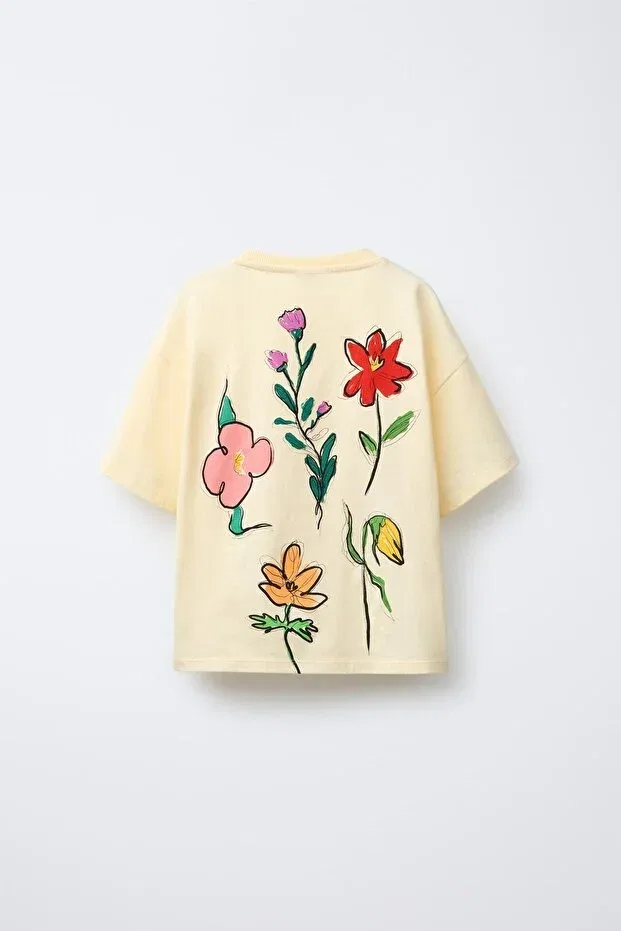 Детская футболка для девочек с принтом Floral Printed The Champ Clothing, Yellow — фото 2
