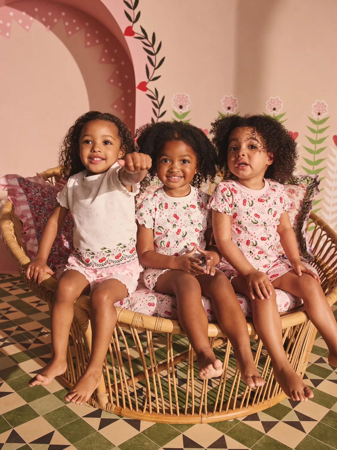 Пижама детская Cherry Print, 3 шт, Cath Kidston, розовый/белый — фото 2