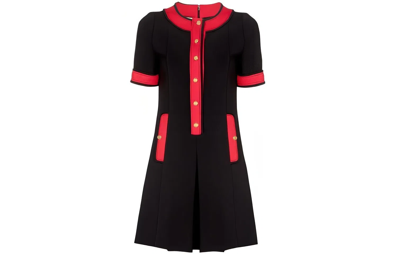 Платье GUCCI женское с круглым вырезом, миди длина, Black Red