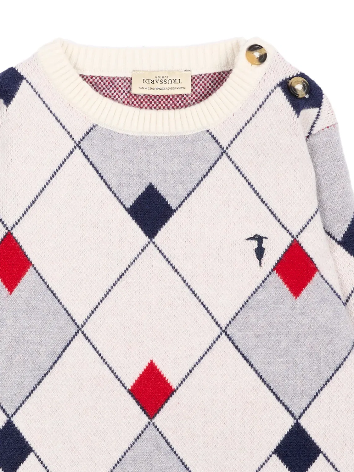 Свитер с узором аргайл Trussardi Junior, нейтральные цвета — фото 3