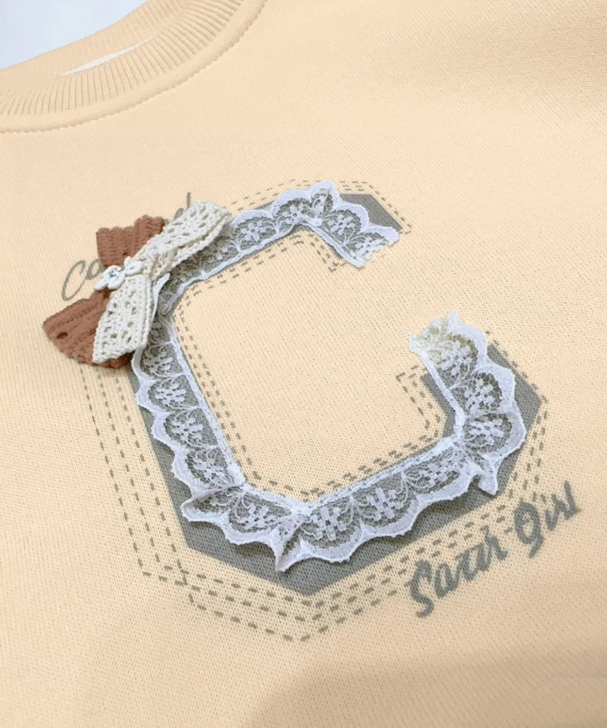 Детский свитшот для девочек с длинным рукавомaimoha, Off White — фото 2