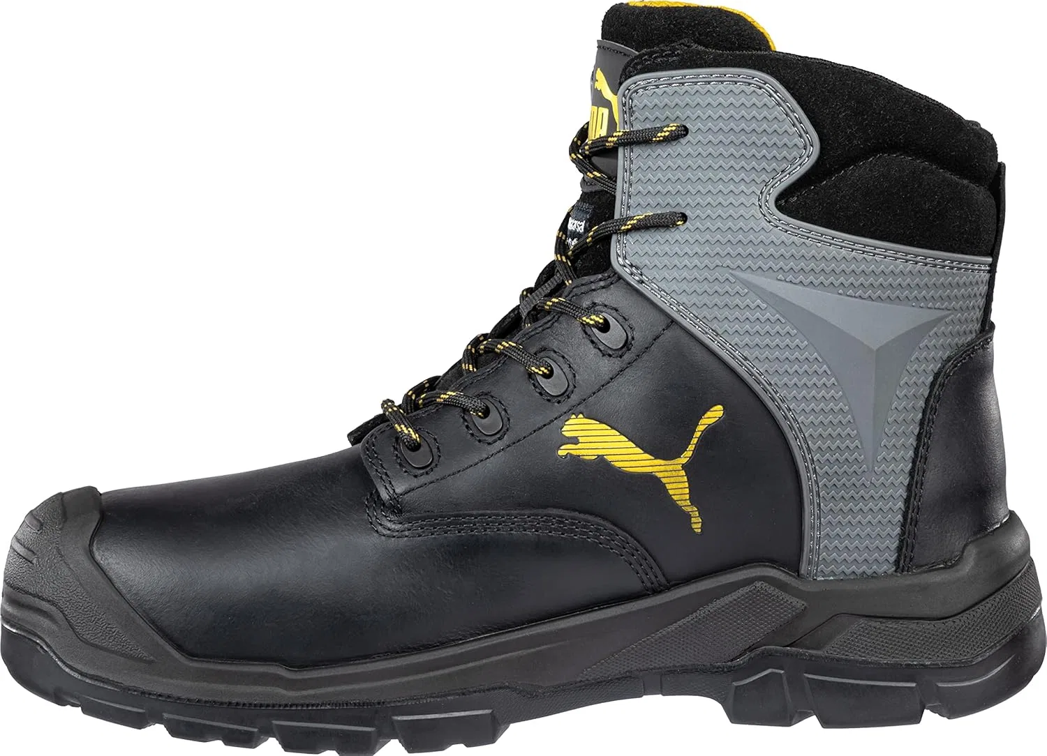 Защитные рабочие ботинки PUMA Safety Borneo MT MID S3 SRC с защитой плюсневой кости и лодыжки, с защитным стекловолоконным носком, водонепроницаемые, для мужчин, Black — фото 4