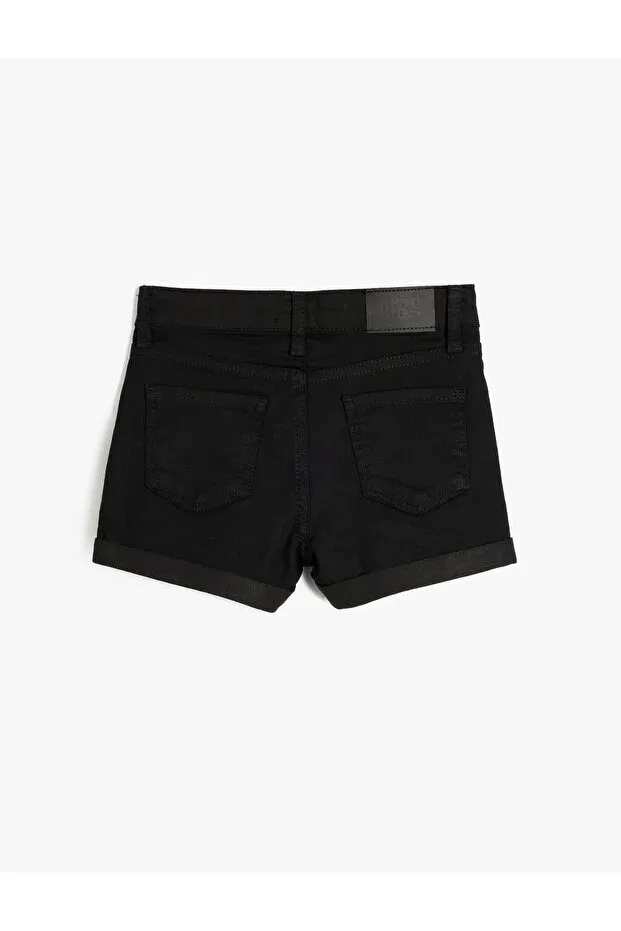 Детские шорты для девочек джинсовые с высокой посадкой Koton, Black — фото 2