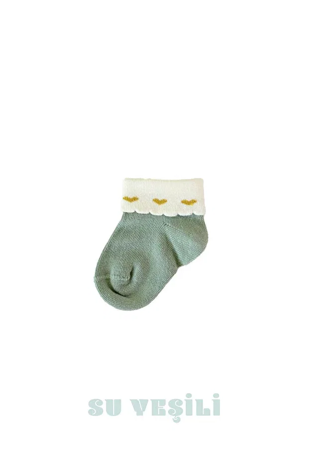 Детский комплект носков для девочек с принтом Organic heart patterned 3-piece baby girl socks set Tubebé Istanbul, Colored — фото 4