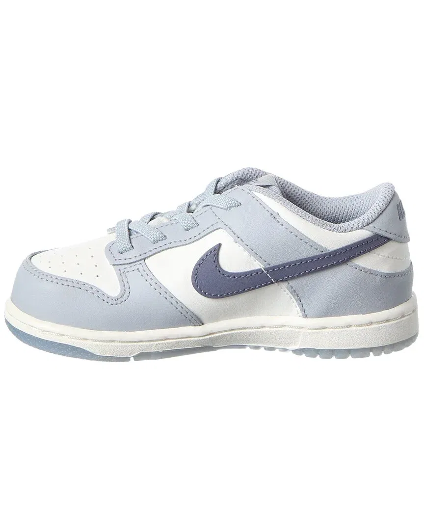 Детские кроссовки кожаные на шнуровке Nike Dunk Low, White — фото 2