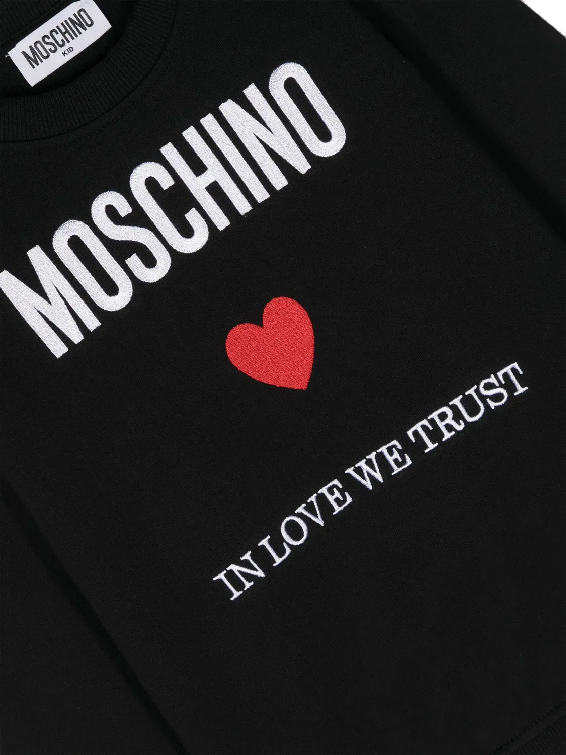 Хлопковый свитшот с вышитым логотипом Moschino, черный — фото 3