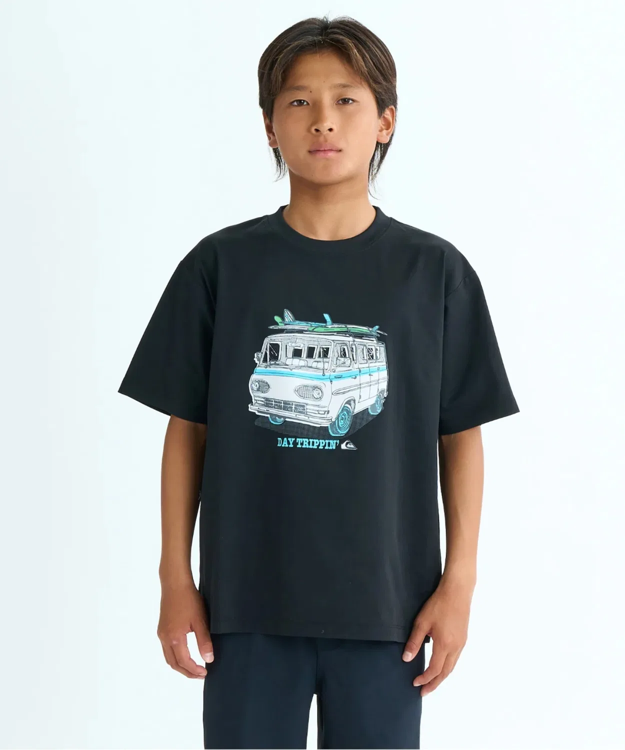 Детская рашгарда с графическим принтом Quiksilver DAY TRIPPIN SS YOUTH, Черный