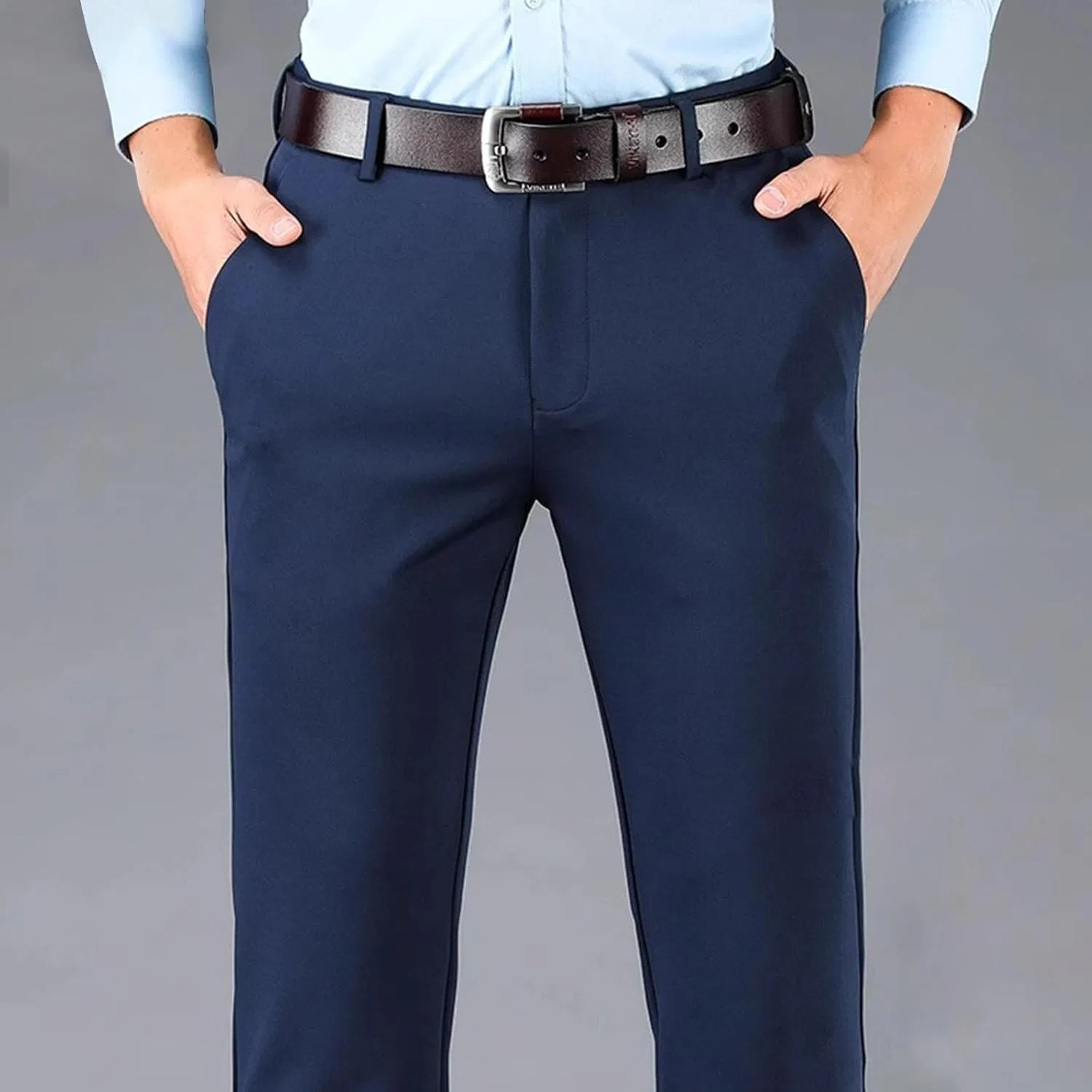 Мужские классические брюки Slim Fit, модель Vintage Business, синий — фото 2