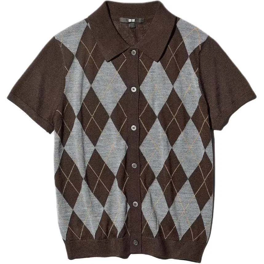 Женский свитер с отложным воротником UNIQLO, Dark Brown