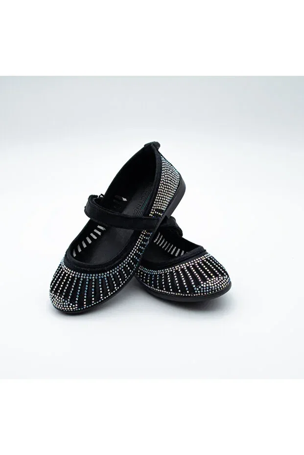 Детские балетки для девочек с принтом Arçın Shoes, Black — фото 3