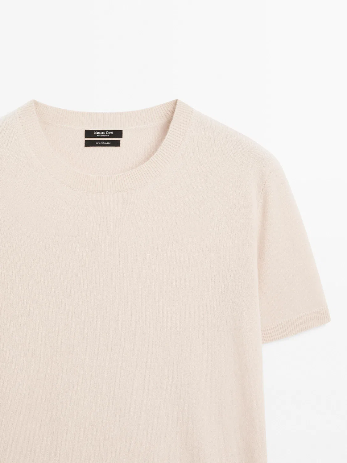 Свитер Massimo Dutti Knit 100% Cashmere Crew Neck, бежевый — фото 4