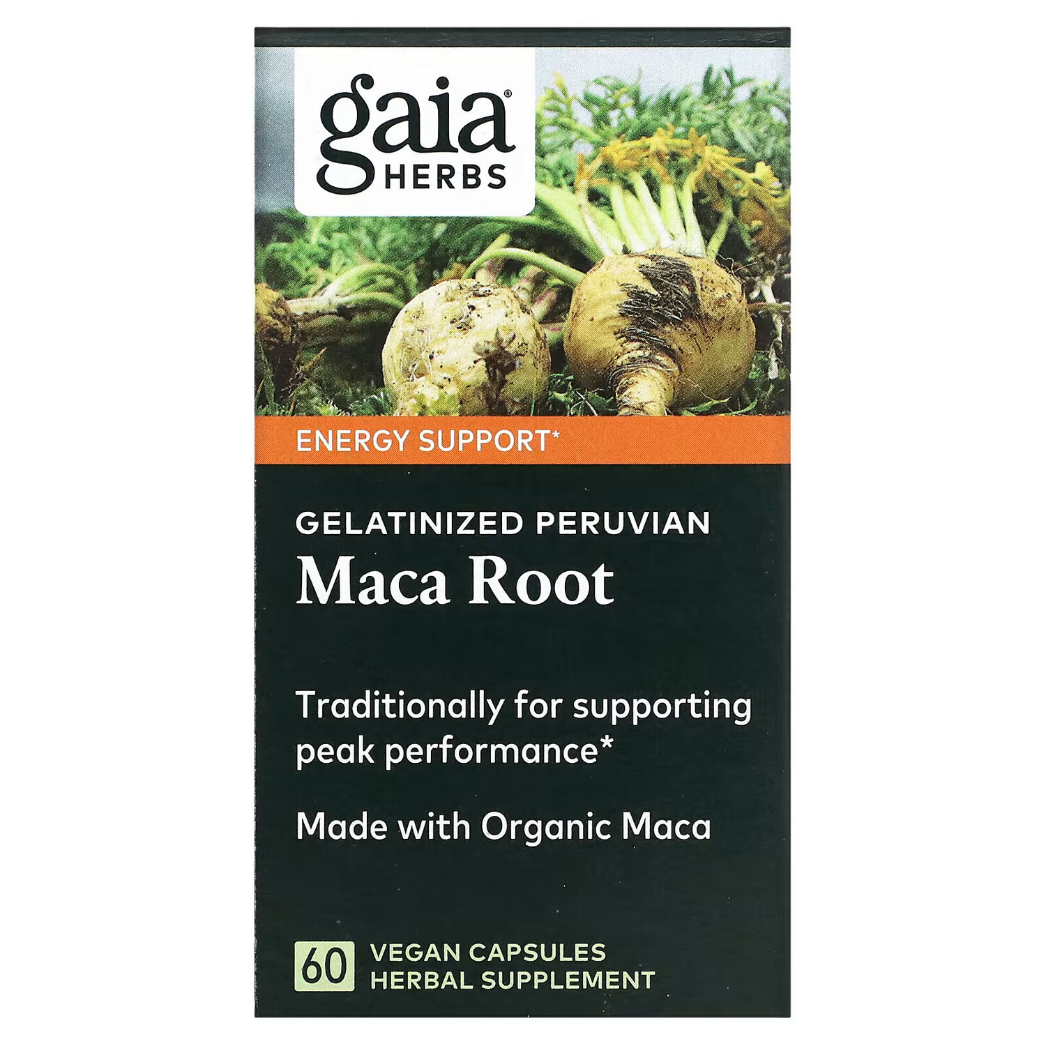 

Gaia Herbs, Желатинированный корень маки, 60 растительных капсул