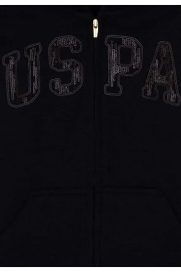 Детские свитшот для девочек с капюшоном U.S. Polo Assn., Black — фото 3