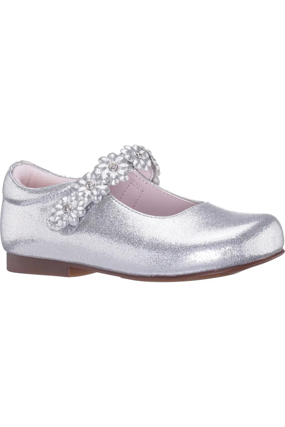 Балетки детские с цветочными аппликациями Tuley Nina, Silver Shimmer