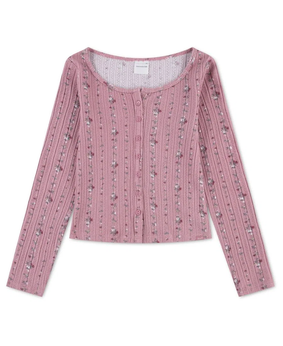 Детская рубашка-поло с длинным рукавом, модель Lilac Flower Garland abercrombie kids, Lilac Flower Garland