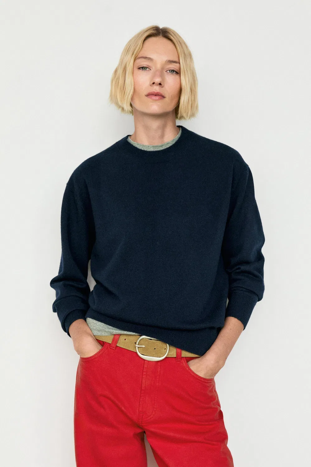 Свитер Massimo Dutti 100% Cashmere Long Sleeve, темно-синий