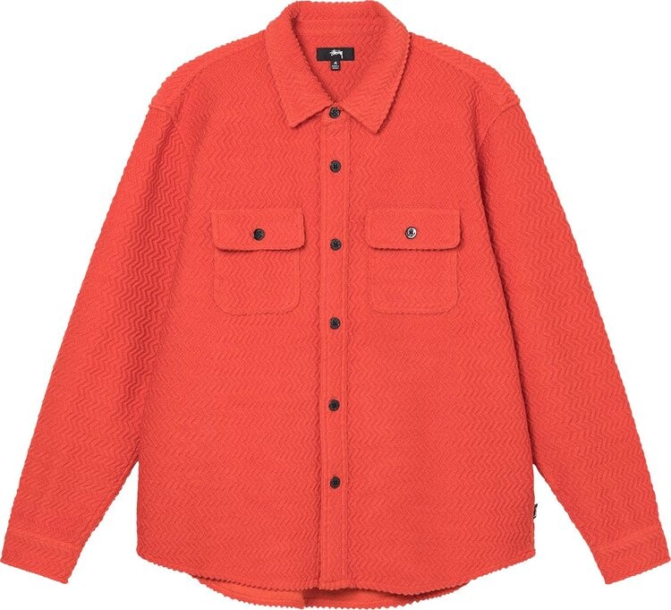 

Рубашка Stussy Textured Wool CPO Long-Sleeve Shirt 'Orange', оранжевый