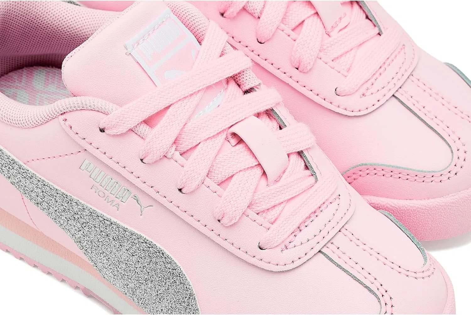 Детские кроссовки для мальчиков PUMA Roma Kids, Whisp Pink-White-Silver — фото 2