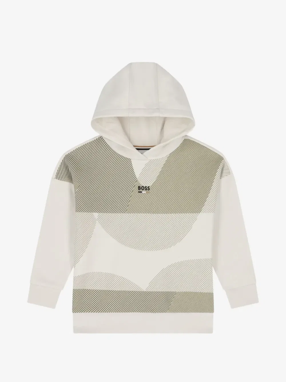 Худи с абстрактным принтом BOSS Kidswear, бежевый
