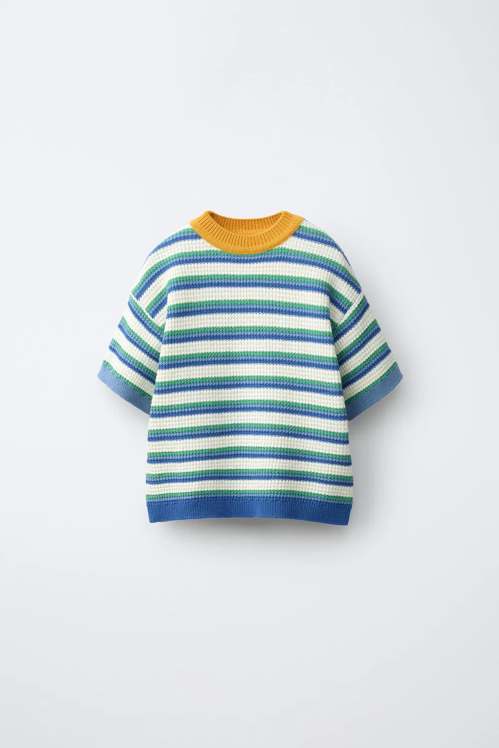 Вязаная футболка в полоску ZARA, Aquamarine