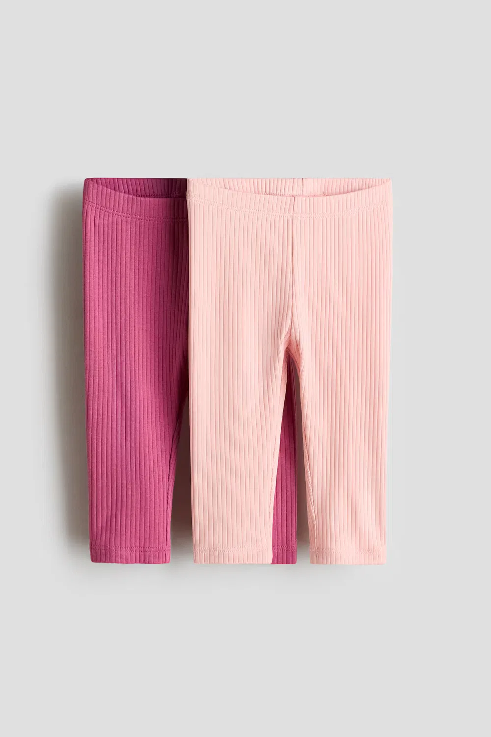 Комплект из 2 ребристых хлопковых леггинсов H&M, Rosa/Hellrosa