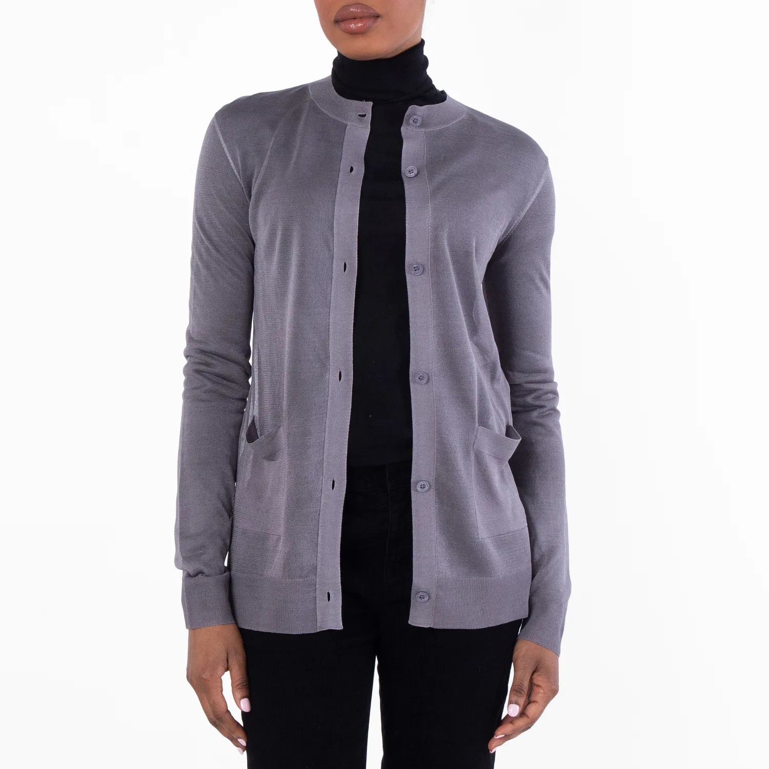 Кардиган полупрозрачный шелковый Sheer Silk Cardigan Saint Laurent, Purple