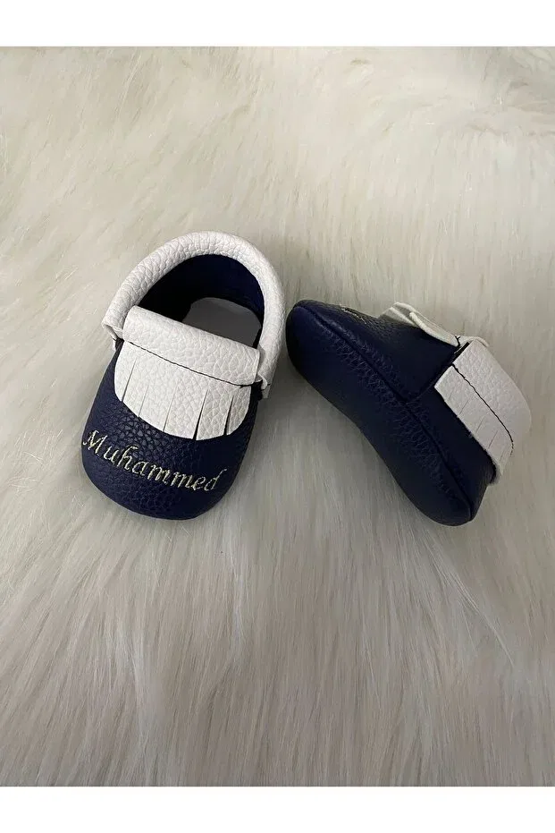 Детские мокасины для мальчиков с графическим принтом Betülün Diktikleri, Navy Blue — фото 2
