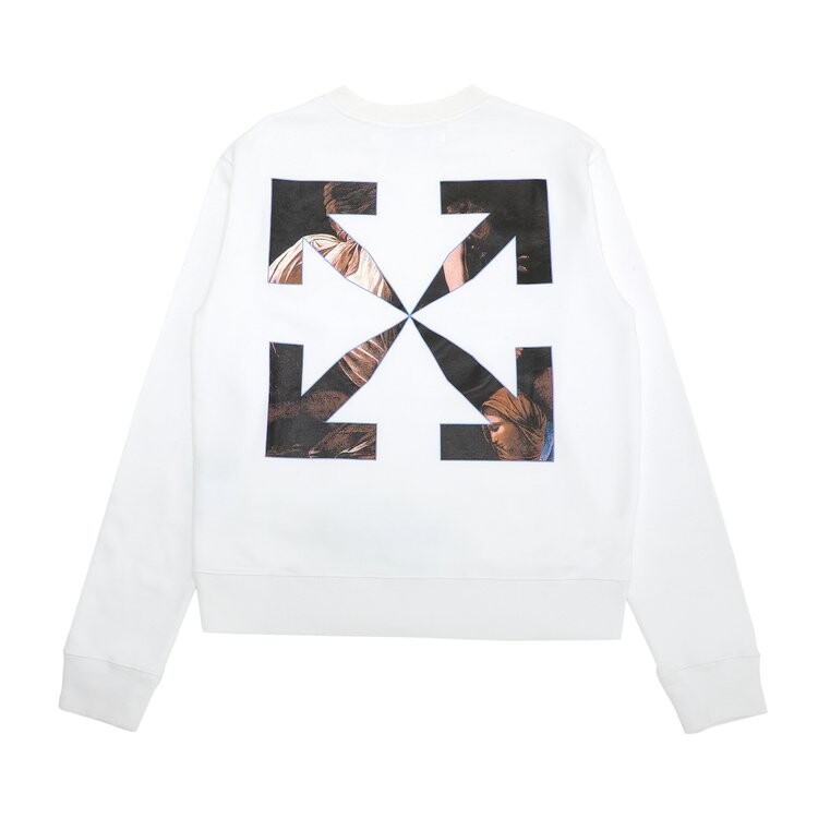 Толстовка Off-White Caravaggio Angel Slim Crewneck 'White/Black', белый — фото 3