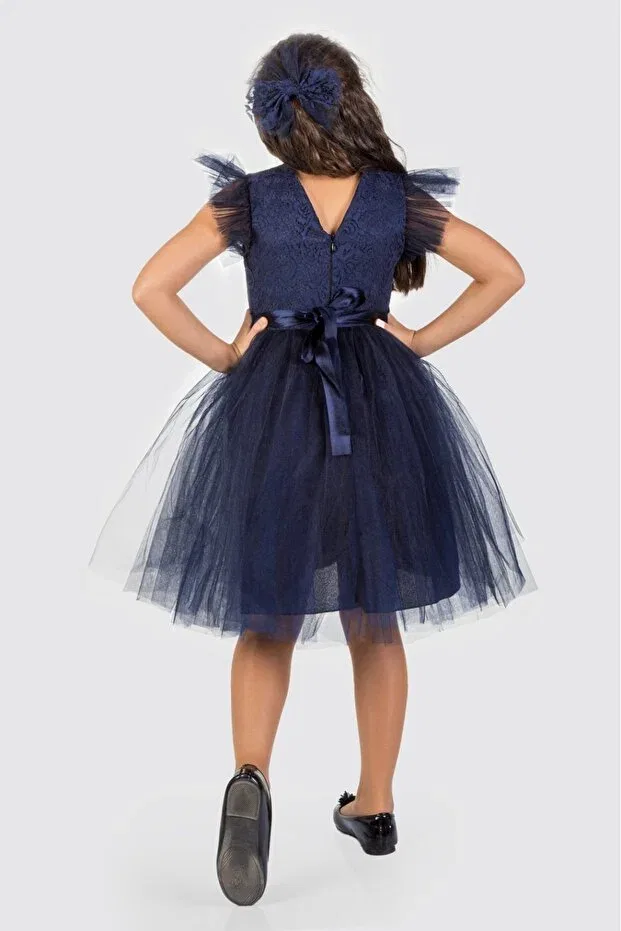 Детское платье для девочек кружевное Mnk Baby&Kids, Navy Blue — фото 3