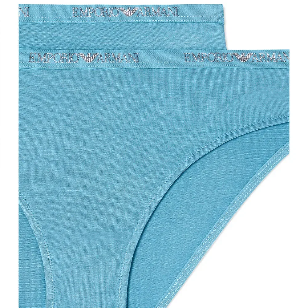 Женские трусы с логотипом Emporio armani Essential Studs, 2 шт, Blue — фото 4