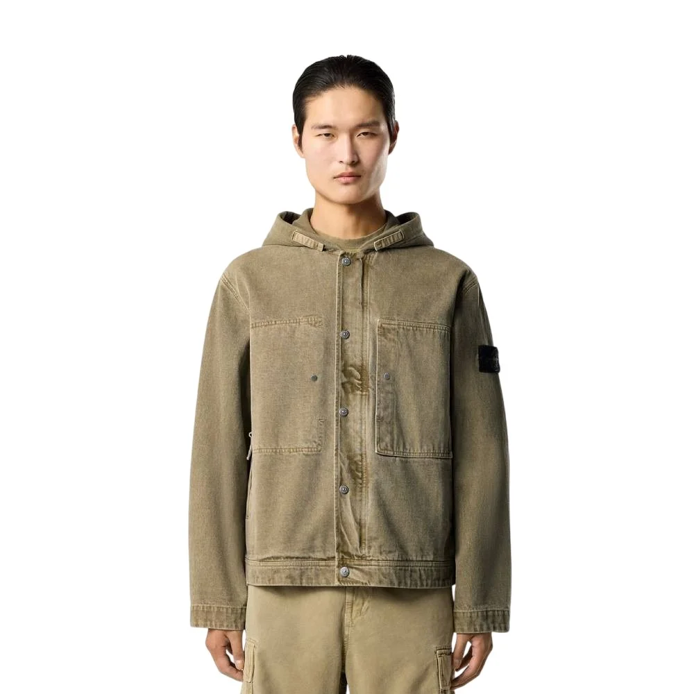 Мужская куртка с капюшоном Stone Island With Multiple Pockets, военный зеленый