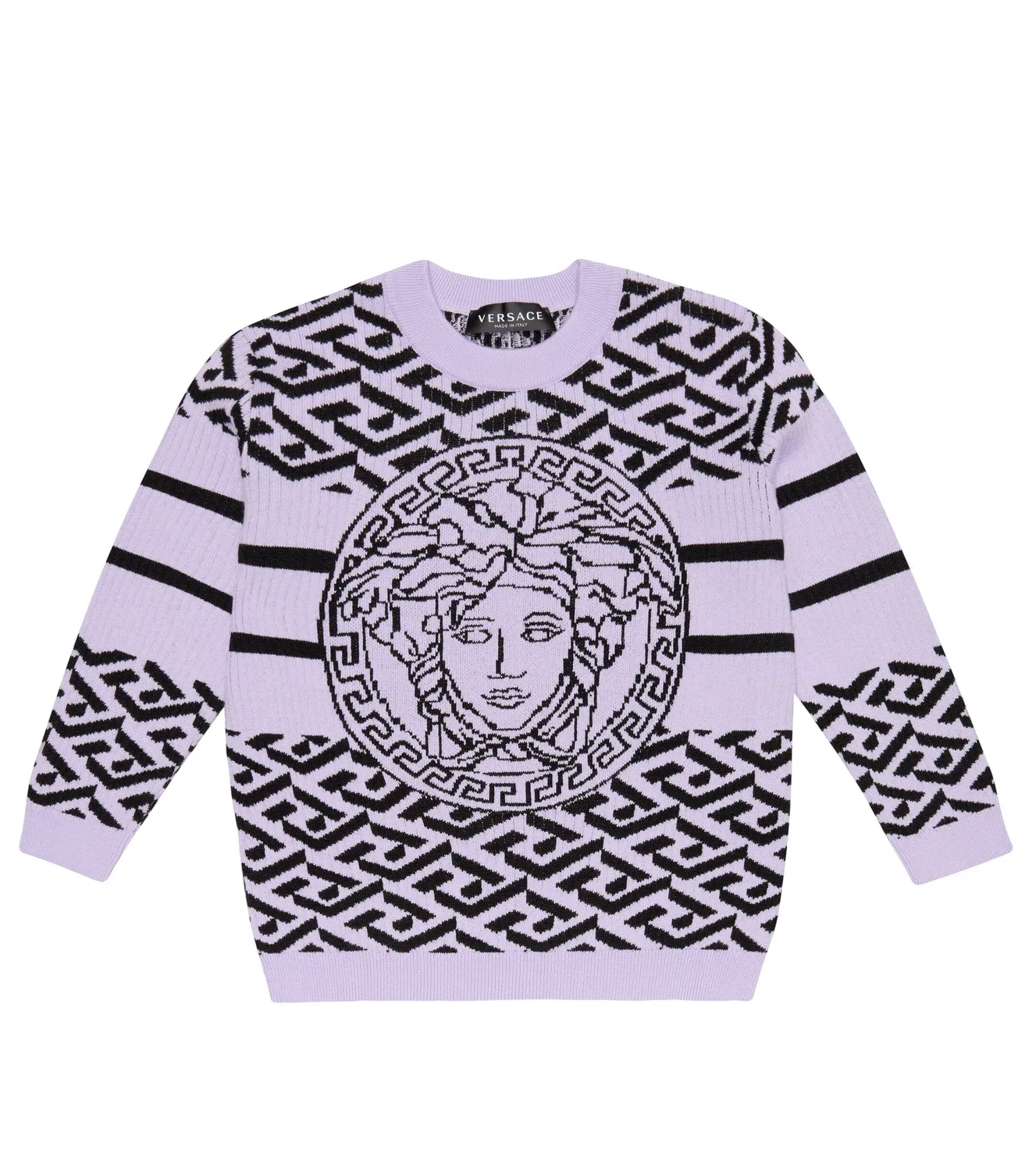 Свитер с жаккардовым узором Versace Kids, фиолетовый