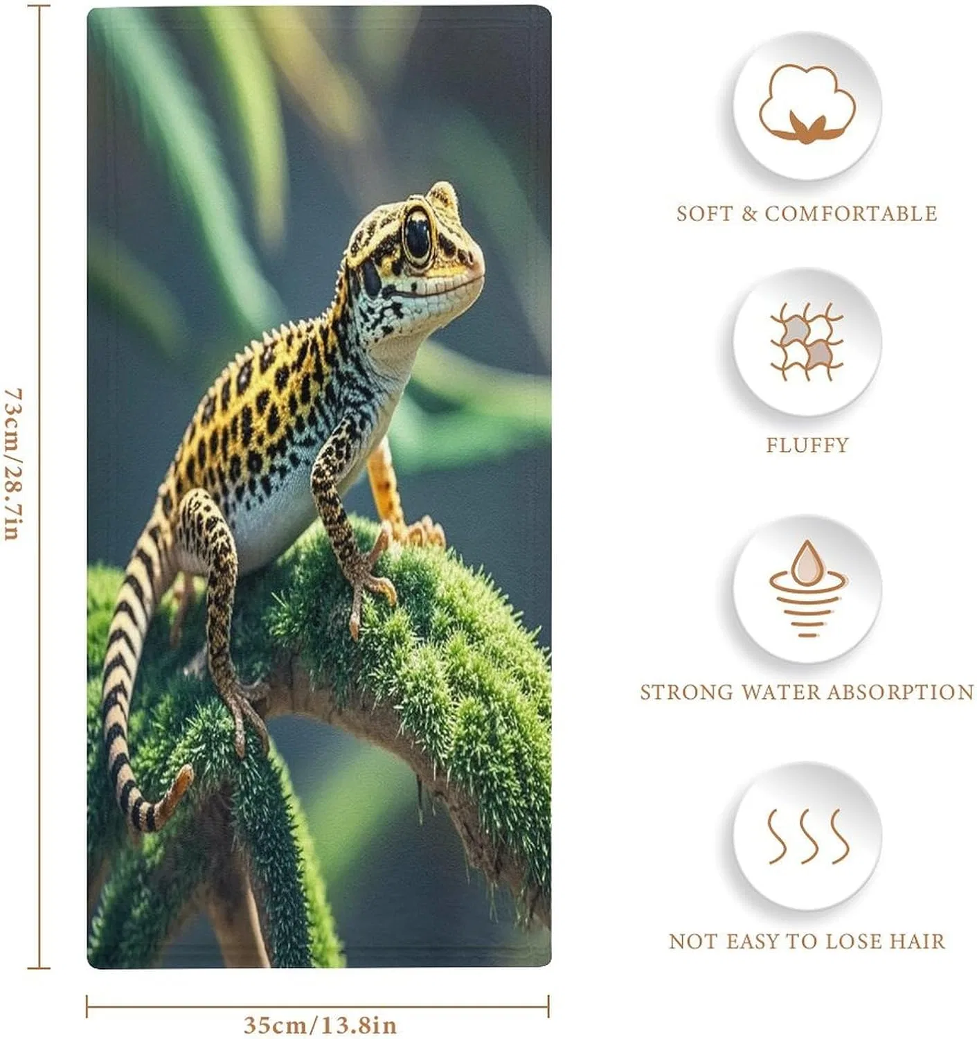 Махровая салфетка для лица KLSVTMEA, 1 шт, 72.9x35.1 см, Leopard Little Gecko — фото 2