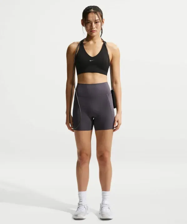 Шорты велосипедные с высокой талией, 5 дюймов, без переднего шва, Nike, серый, темный
