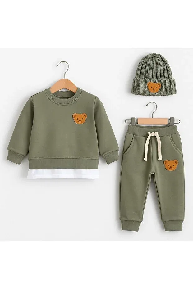 Детский комплект спортивного костюма из 3 предметов Teddy Şapkakids, Green — фото 3