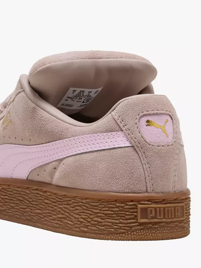Детские замшевые кроссовки XL на шнуровке, розовые PUMA — фото 3