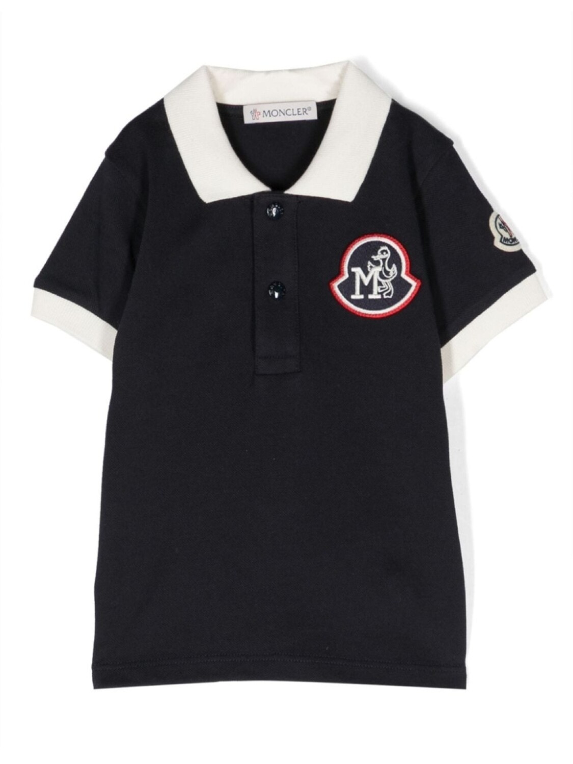 

Moncler Enfant рубашка поло из ткани пике с логотипом, синий