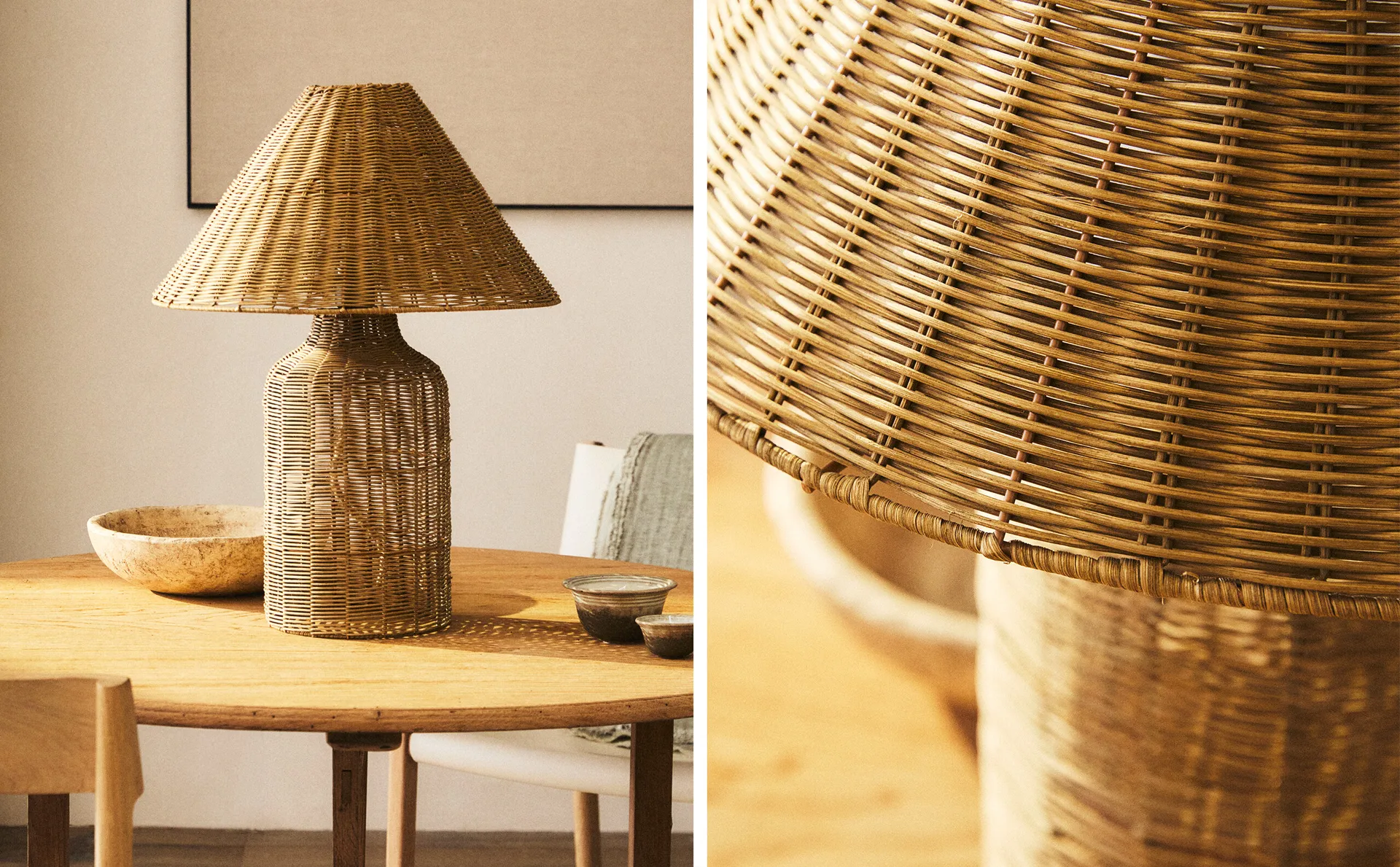 

Настольная лампа из ротанга Zara Home, светло-бежевый