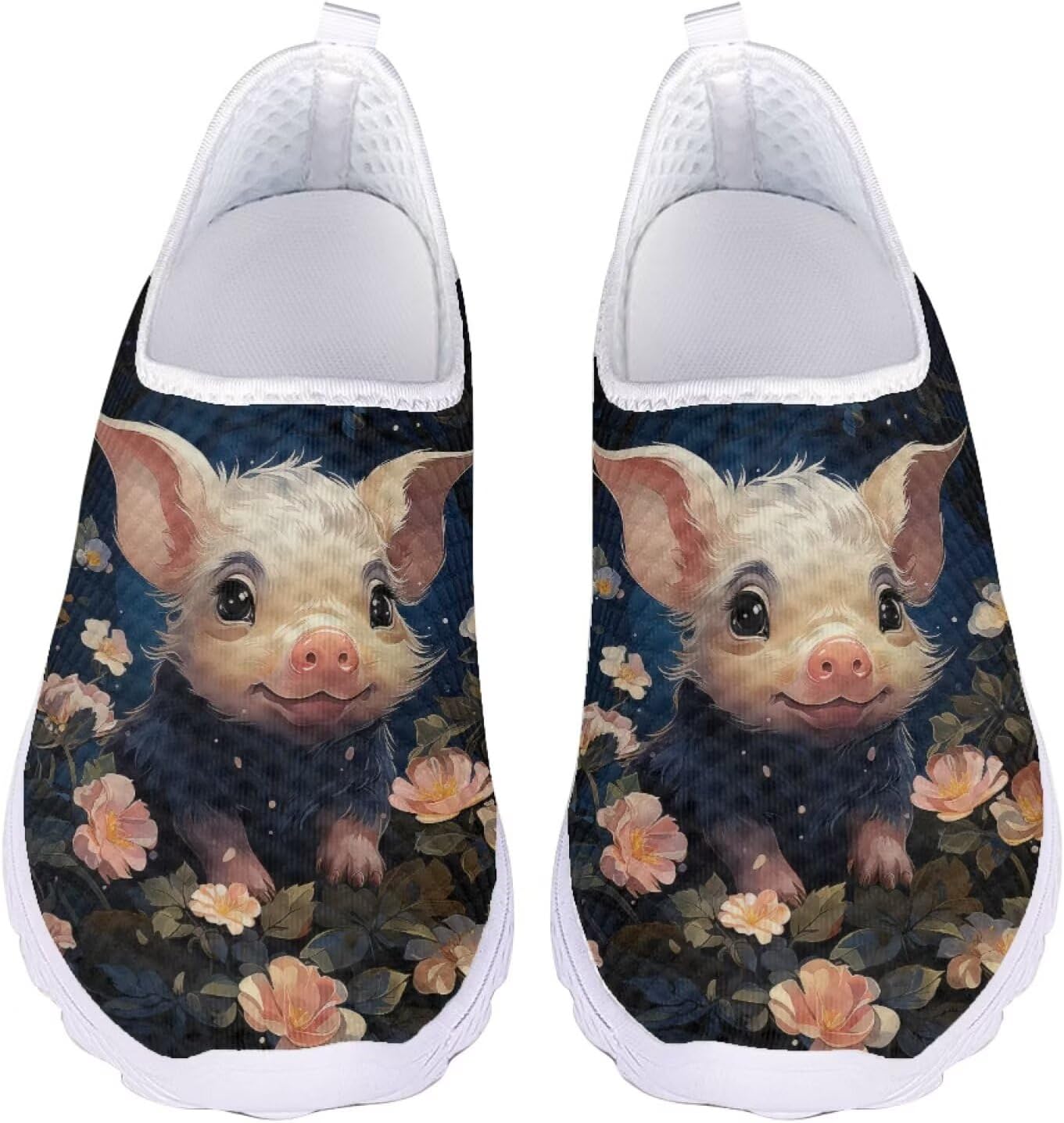 

Женские слипоны Jeiento для ходьбы с животным принтом, легкие кеды-тапочки, сетчатые теннисные кроссовки унисекс, пляжная водная обувь, Cute Pig