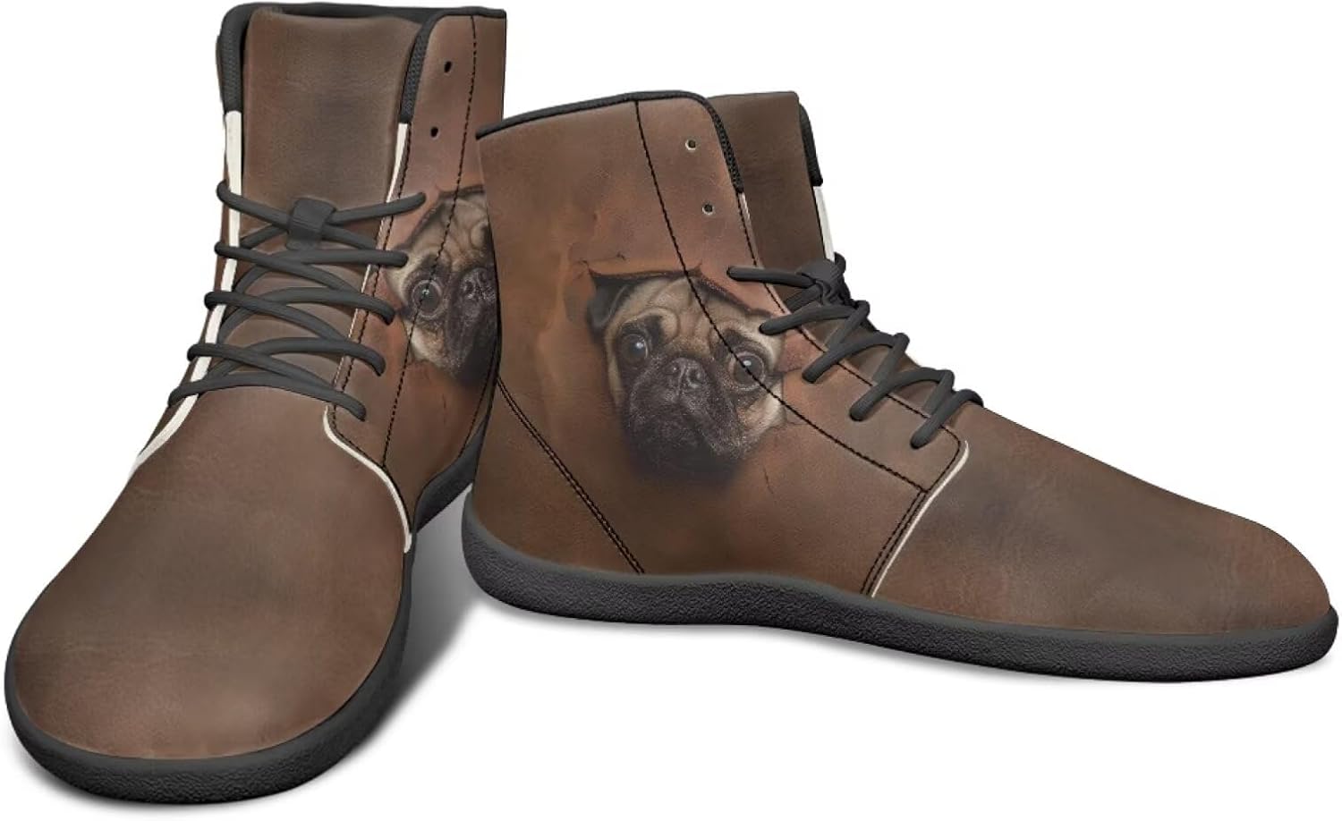 

Мужские кроссовки с высокой посадкой и рисунком животных без подошвы с нулевым перепадом, с резиновой подошвой для бега, походов и путешествий Watdotory, коричневый