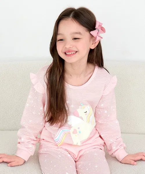 Детская пижама с длинным рукавом Twinkle Unicorn, хлопок, розовая — фото 2