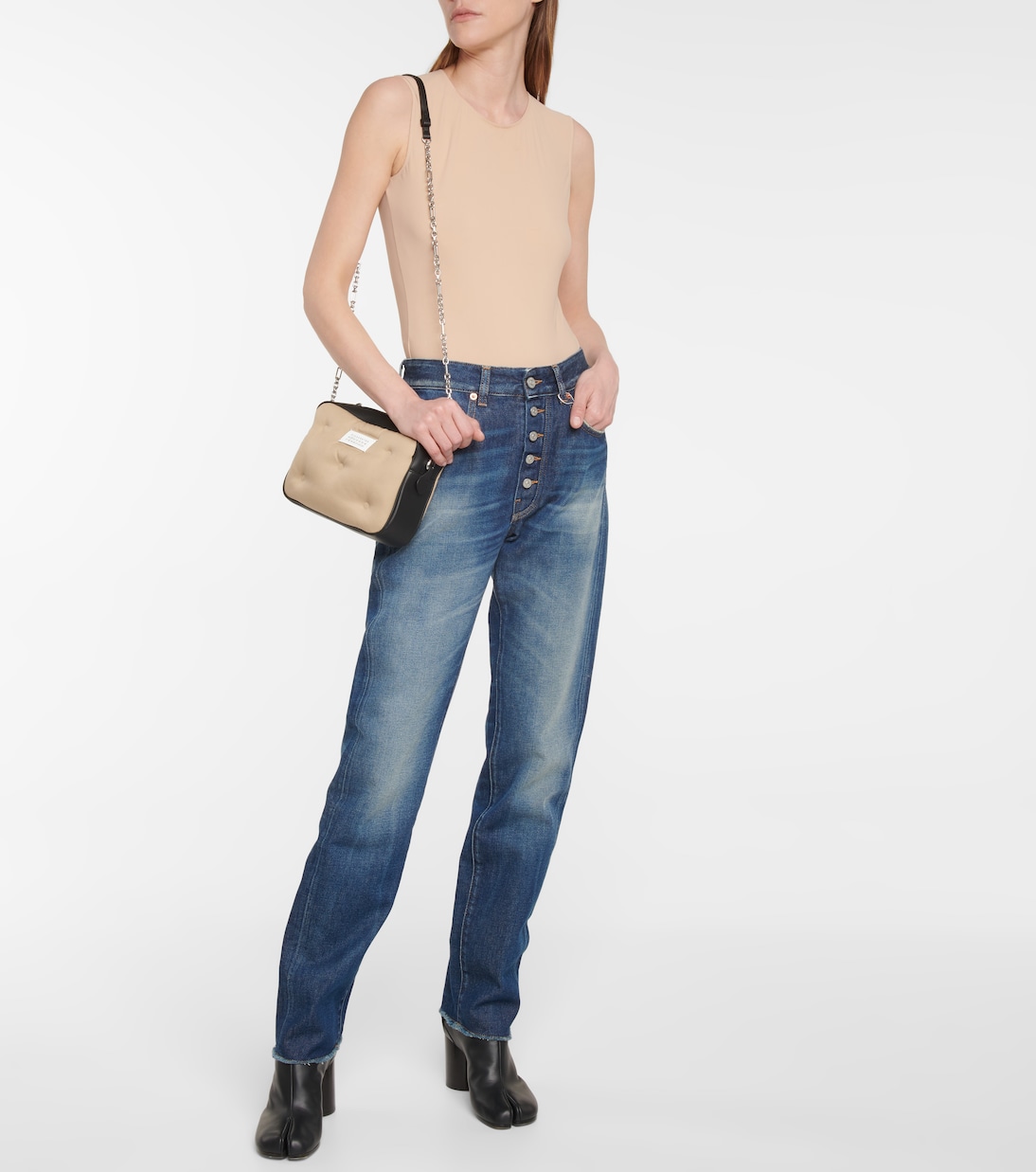 Прямые джинсы с высокой талией MM6 Maison Margiela, Vintage A. Wash — фото 2