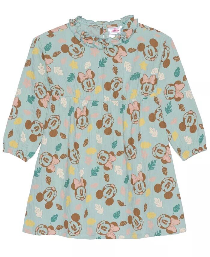 

Газовое платье с длинными рукавами и Минни Маус для маленьких девочек и девочек Disney, зеленый