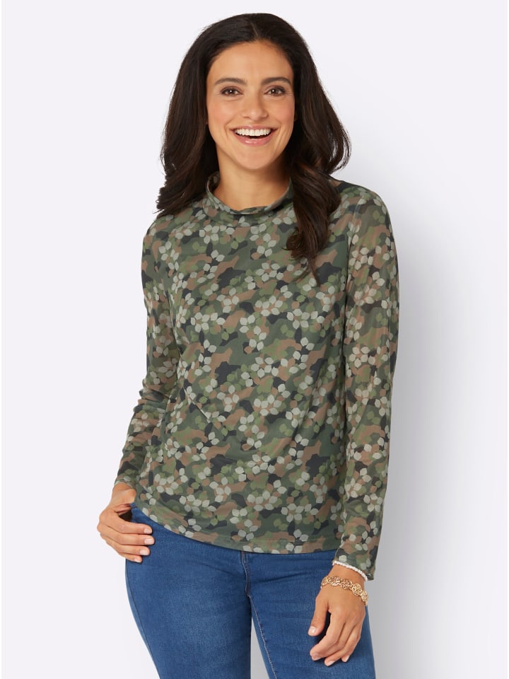 

Рубашка с воротником-стойкой в цвете хаки и песочного цвета WITT WEIDEN