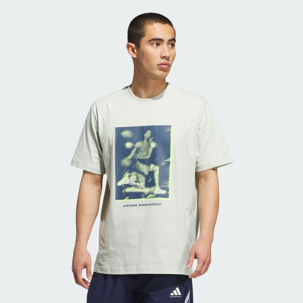 

Спортивная футболка Adidas Basketball Graphic Tee, цвет Linen Green/Lucid Lemon