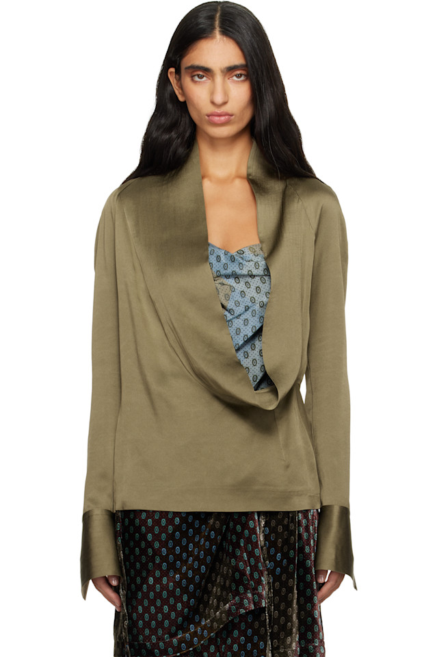 

Рубашка из крепа Dries Van Noten, хаки